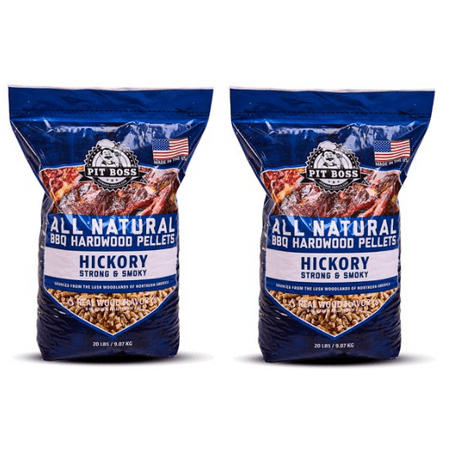 - (2 pack) Pit Boss Hickory Hardwood BBQ Grilling Pellets - 20 lb Resealable Bag