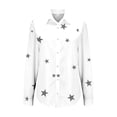 thumbnail image 5 of Women's Blouses & Button-Down Shirts, Comdrip Women Casual Lapel Button Long Sleeve Shirts Colorful Line Printed Long Sleeve Casual Shirts Womens Button Down Blouse White M, 5 of 7