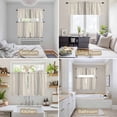 thumbnail image 6 of Grey Striped Kitchen Curtains Sets for Windows 36 Inch Length, Beige Geometric Modern Minimalist Rod Pocket Window Treatments Tier Curtains and Valances Set for Bedroom/Bathroom, 6 of 8