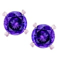 thumbnail image 3 of Star K� Round 7mm Genuine Amethyst Screw Back Stud Earrings with Heart Prongs, 3 of 9