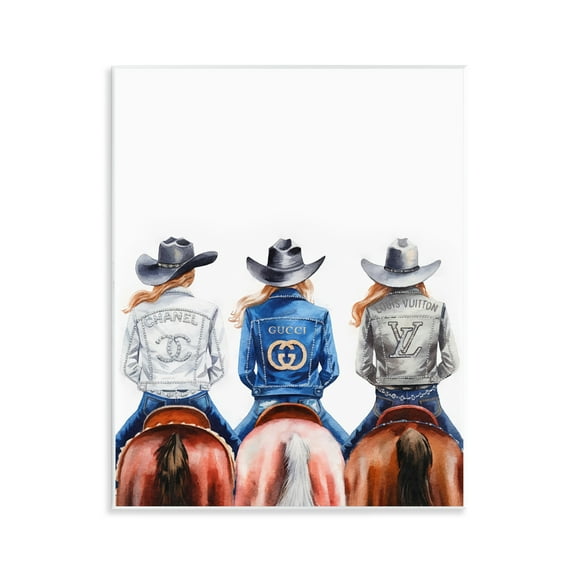 Stupell Industries Glam Brand Cowgirls People Painting Unframed Art Print Wall Art, 11 x 14