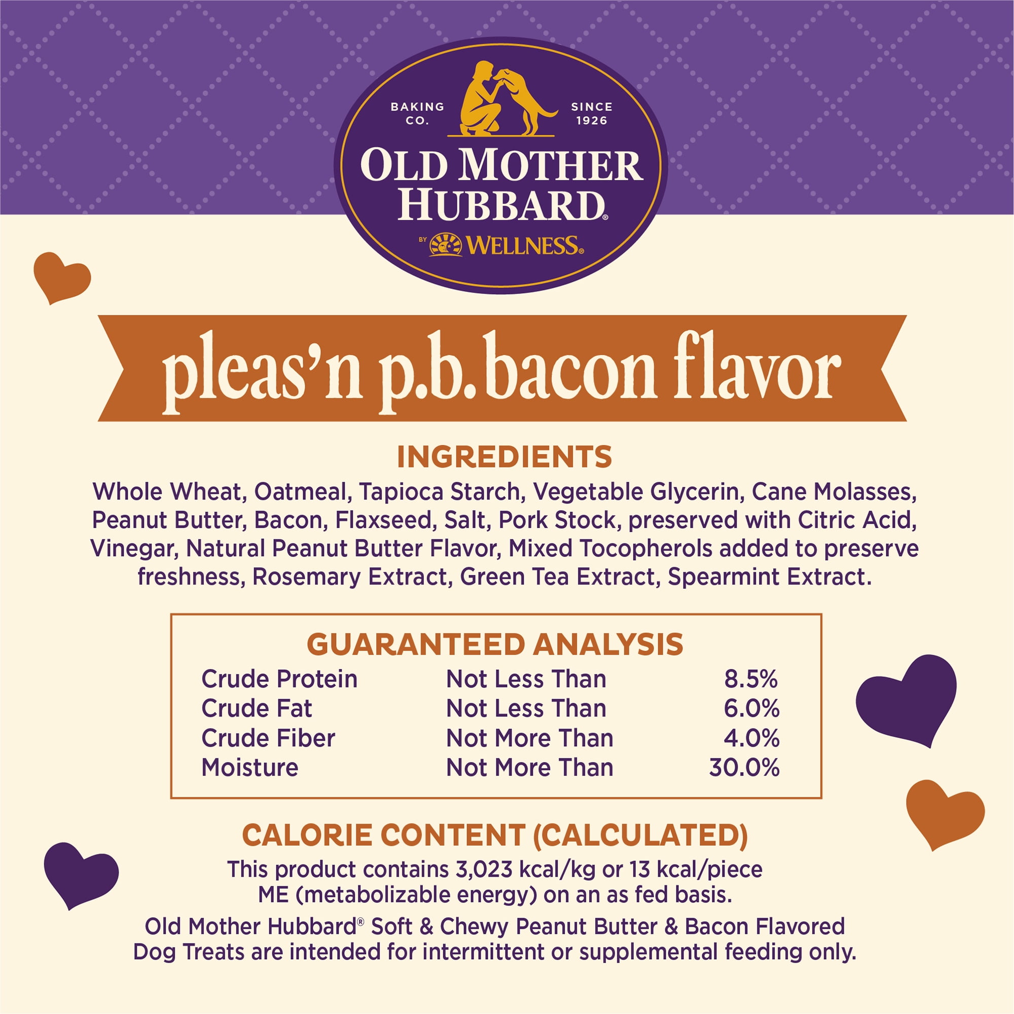 Old Mother Hubbard by Wellness Soft & Chewy Pleas'n P.B.Bacon Natural Mini Dog Treats, 8 oz bag