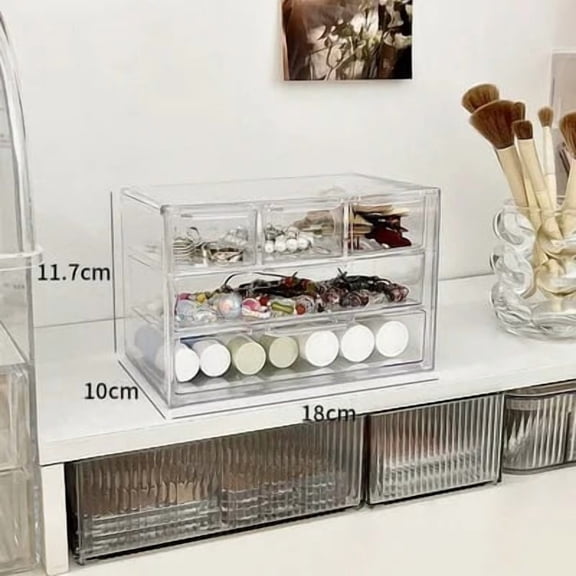 Transparent Acrylic Cosmetic Jewelry Organizer Drawer Style Storage Box Desktop Dustproof Student Makeup Rack Accessories Displa
