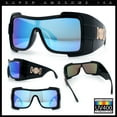 thumbnail image 2 of Super Loud Showy XL Oversized Thick Temple Wrap Shield Plastic Sunglasses [Black - Blue Mirror], 2 of 8