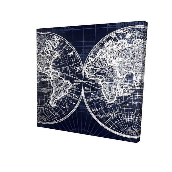 Begin Home Decor 2080-1616-CI104 16 x 16 in. World Map Blue Print-Print on Canvas