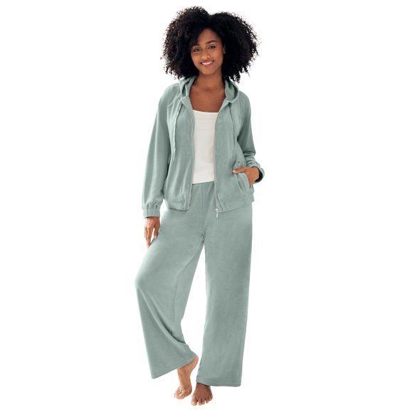 ellos Women's Plus Size Velour Hooded Sweatshirt - 14/16, Fig