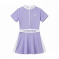 thumbnail image 2 of SGMVNU Girls 1 Piece Swimdress with Shorts Zip up Swimsuits Summer Short Sleeve Bathing Suit Beach Pool Swimwear (Size 8-10 Years, ww1-Purple), 2 of 2