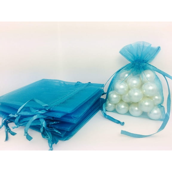 3" X 4" Turquoise Organza Bags (24 Pieces)