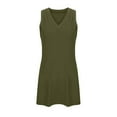 thumbnail image 6 of Htigea Summer V-Neck Dress for Women Sleeveless Side Split Mini Dress Casual Comfortable Beach Home Dresses Army Green,L, 6 of 6