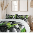 thumbnail image 6 of Ambesonne Plant Duvet Cover Sets, Greyscale Stones and Leaves, 2-King, Dark Taupe and Lime Green, 6 of 7
