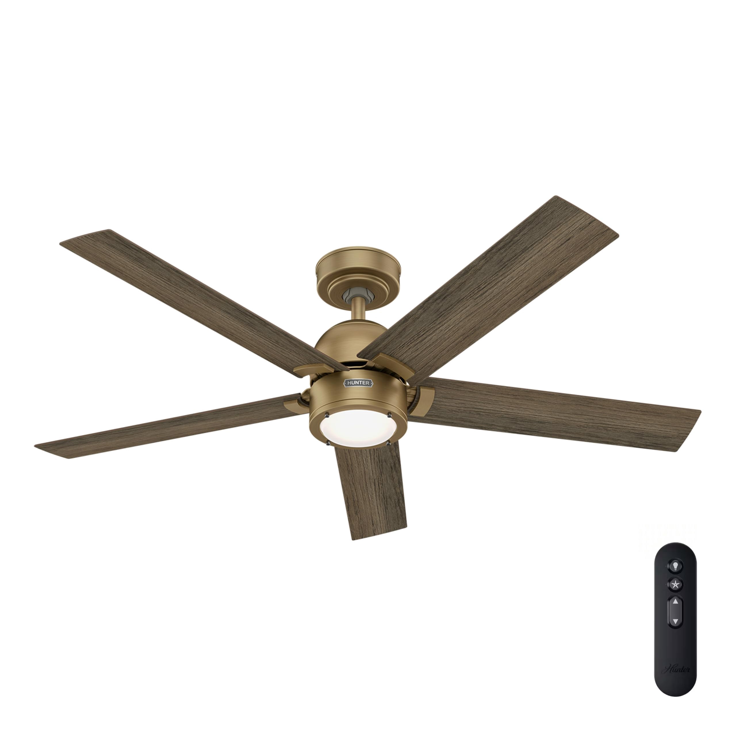Restored Hunter Fan 52 inch Luxe Gold Indoor Ceiling Fan with Light and Remote Control for Bedroom, Office, Kitchen, Living Room (Refurbished)