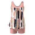 thumbnail image 4 of HomeDM Womens Tankini Swimsuits 2 Pieces Tummy Control Tankini Top with Shorts Floral Print Bathing Suits Pink Size L, 4 of 5
