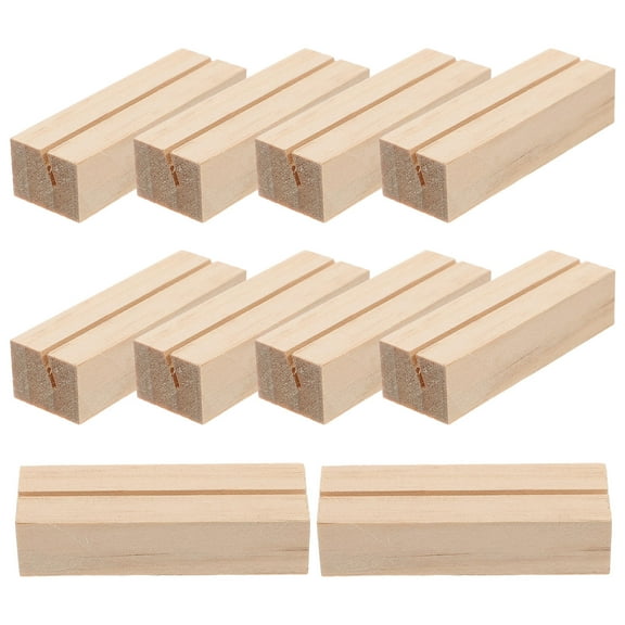 HONMEET Wood Base Sign Holders Beige Display Stands for Restaurant Table Cards Menus