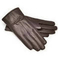 thumbnail image 2 of 1 Pair Women Gloves Leather Warm Mitt Cold Weather Portable Casual Hand Warmer Cycling Driving Mitten Dressing Decoration Dark Brown, 2 of 10