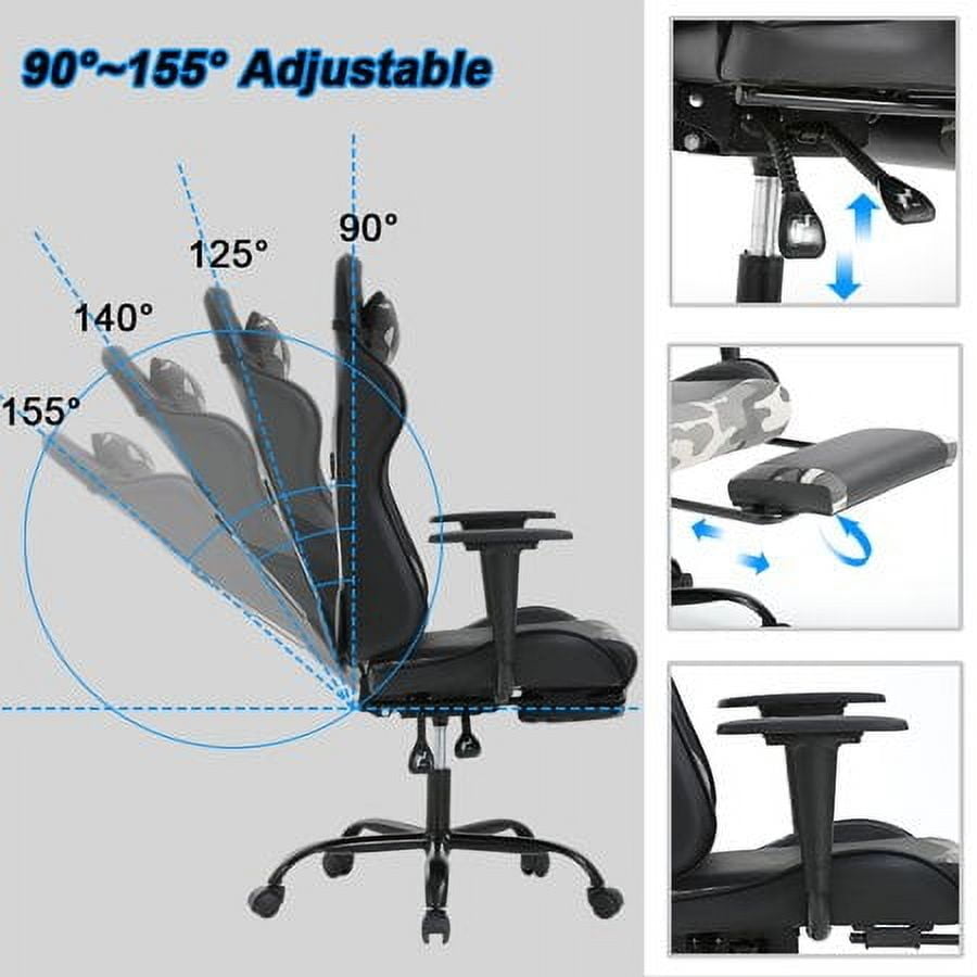 BestOffice Racing Style Gaming Chair with Adjustable Pillows and Footrest for Adult Gamers(Camo)