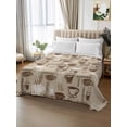 thumbnail image 3 of Queen Size Flat Sheet Only, Coffee Soft Brushed Microfiber Bed Sheets, Beige Farmhouse Retro Beans Latte Tea Cup Funny Hotel Quality Breathable Bedding Top Sheet, Easy Care, 90"x102", 3 of 9