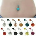 thumbnail image 6 of K-KED New Belly Button Rings Dangle Rhinestone Navel Crystal Bar Barbell Body Piercing-02-white, 6 of 9