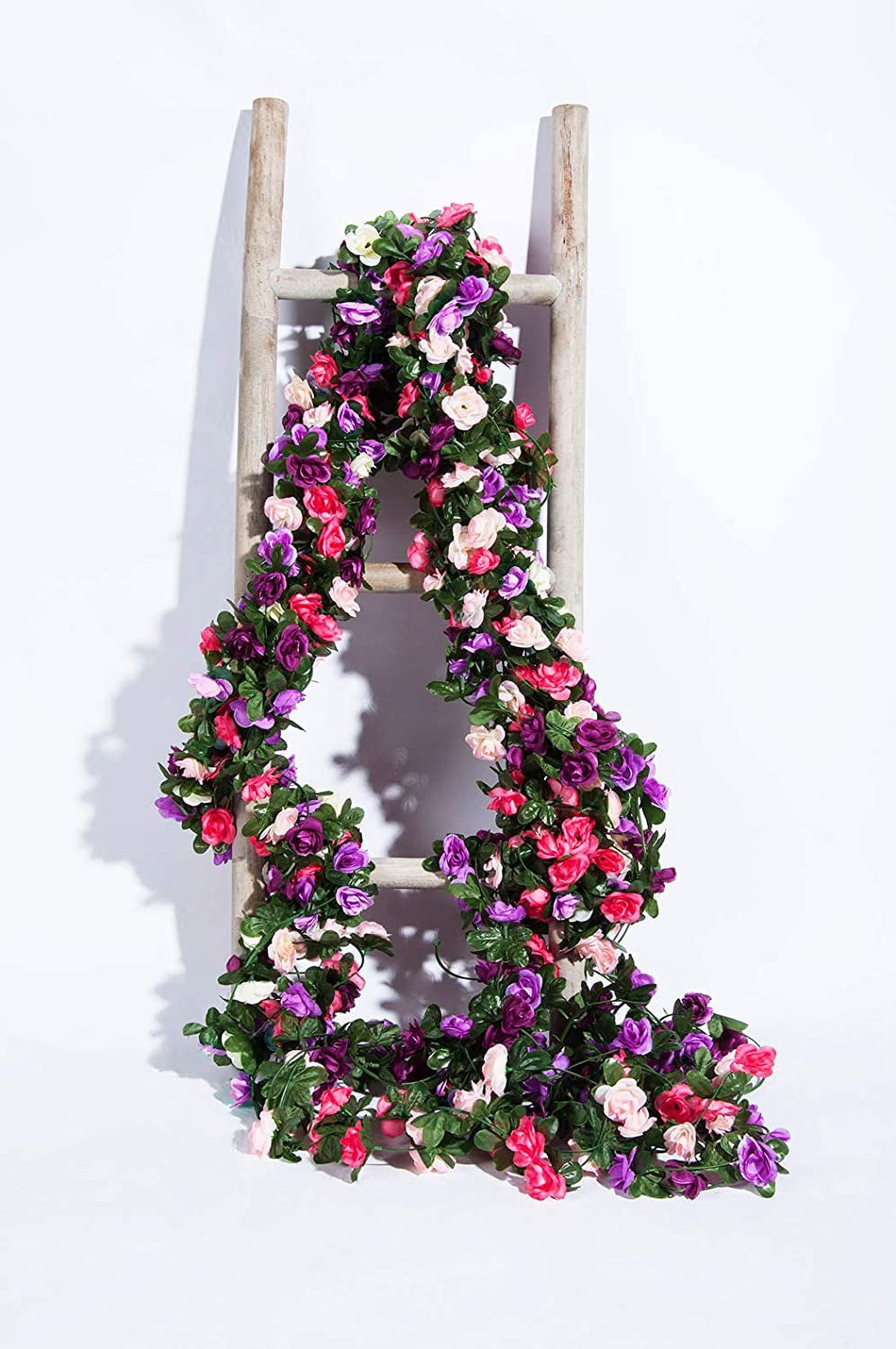 Namzi 8 Pack 65 FT Flower Garland Decorations Plastic Artificial Flowers for Wedding Decoration Pink purple