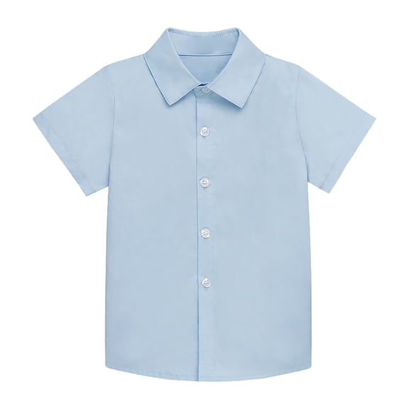 YunPes Boys Button down Shirt Short Sleeve Toddler Girls Oxford Shirts Casual Formal Wedding 𝐔niform Dress Shirts Summer Clothes