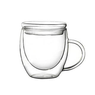 Glass Tea Cups Set with Handle, Clear Coffee Mugs Set of 6, Vintage Crystal  Design, 5.25 oz (150 Cc)