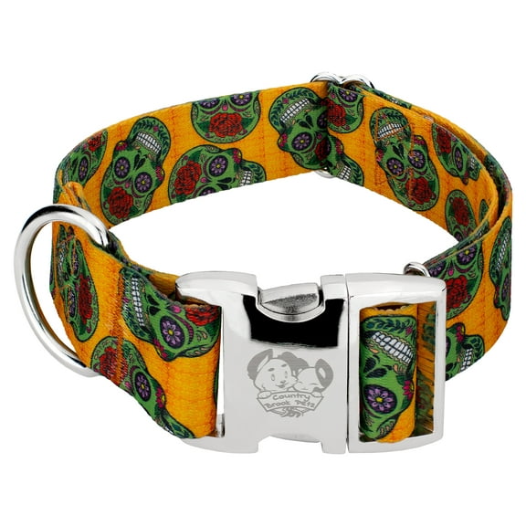 Country Brook Petz® 1 1/2 inch Premium Sugar Skulls Dog Collar, Medium