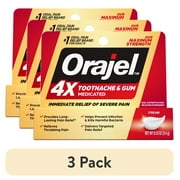 (3 pack) Orajel 4X for Toothache & Gum Pain: Severe Cream Tube 0.33oz- From #1 Oral Pain Relief Brand
