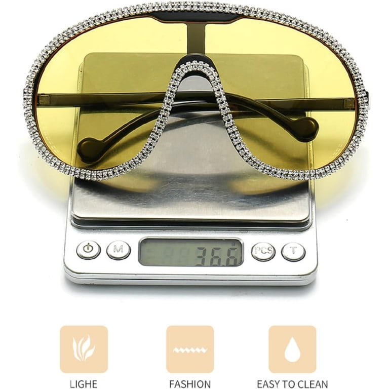 3 Packs Oversized One Piece Lens Metal Aviator Rhinestone Large Frame