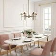 thumbnail image 5 of LNC Modern Satin Gold Island Chandelier 6-Light Transitional Candlestick Linear Chandelier with Seeded Glass Shades, 5 of 6