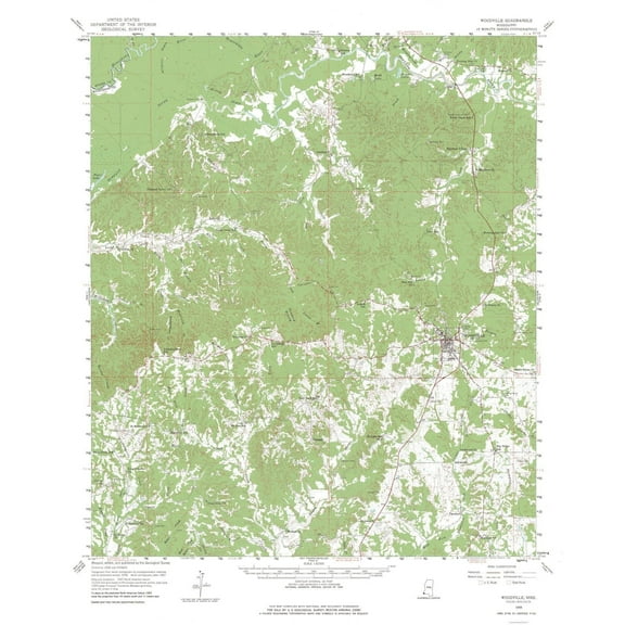 Topographical Map - Woodville Mississippi Quad - USGS 1958 - Vintage Wall Art