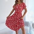 thumbnail image 6 of Ruimatai Women's Casual Sexy V Neck Short Sleeve Dress Summer Loose Print Flowy Party Dress with Waist Tie and Ruffle Hem, 6 of 6