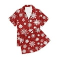 thumbnail image 6 of Feancey Womens Christmas Pjs Short Sets Xmas Snowflake Printed Lounge 2 Piece Set Casual Button Down Sleepwear and Shorts Pajama Two Piece Multicolor S, 6 of 7
