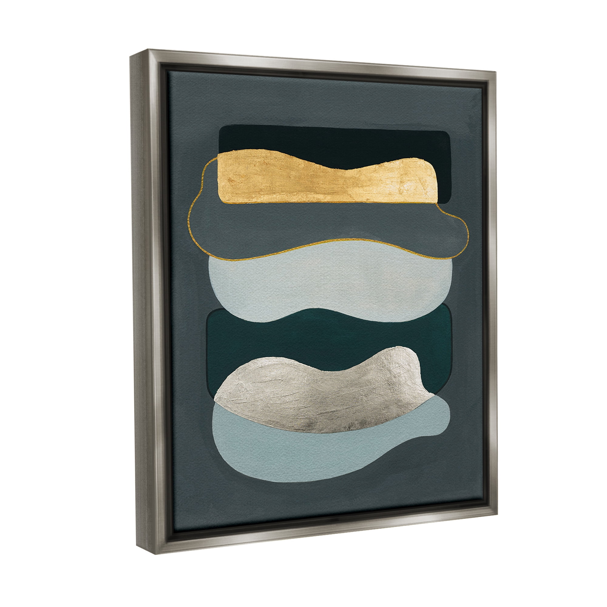 Stupell Industries Dark & Glam Geometric Abstract Painting Gray Floater Framed Canvas Art Print Wall Art, 25 x 31
