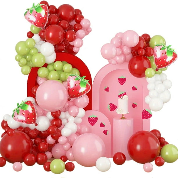 Kit de guirnaldas de globos con diseño de fresa, 118 unidades, con globos de aluminio