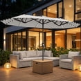 thumbnail image 3 of Easthome 13ft Outdoor Patio Umbrella with Solar Lights, Double-sided Deck Pool Umbrella with 1.9 Inch Pole, Fade Resistant Canopy, 12 Sturdy Ribs, for Porch, Market, Backyard - Light Gray, 3 of 10