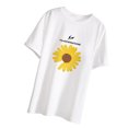 thumbnail image 2 of Camiseta de mujer con estampado floral, manga corta, cuello redondo, top suelto, blanco, L Scienceny AP001205-02B, 2 of 7