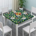thumbnail image 3 of Fresh Lemon Yellow Elastic Table Cover - Square Snug Fit Tablecloth, Retro Floral Design, Soft Durable Washable Fabric, 3 of 3