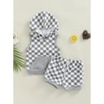 thumbnail image 2 of Arvbitana Baby Girl Boys Checkerboard Print Outfits Sleeveless Hooded Vest  Tops + Drawstring Short Pants Summer Casual Shorts Sportswear 2Pcs 0-3T, 2 of 8