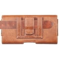 thumbnail image 2 of For Samsung Galaxy A52 5G Universal Horizontal Cell Phone Leather Pouch Holster Carrying Case with Credit Card Slots & Belt Clip Loop (Size 6.3") - Brown, 2 of 8