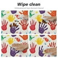 thumbnail image 4 of Awypu  Round Tablecloth, Colorful Decor Tablecloth for Side Table, Human Handprint Kids Watercolor Paint Effect, Fit Round Tables, Buffet Table/Parties/Holiday Dinner, Multi White, 4 of 7