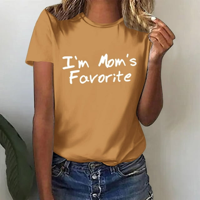 Yourumao T-Shirts Graphiques pour Femmes, Imprimé Lettres, Manches Courtes, Col Rond, Basiques, Été, Doux, Sorties