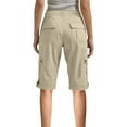 thumbnail image 4 of Lenpel Women's Cargo Bermuda Shorts Elastic High Waisted Tapered Twill Fold Hem Knee Length Shorts Summer Travel Shorts with Pockets, 4 of 5