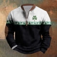 thumbnail image 3 of Penkiiy Día de San Patricio de hombre 1/4 Sweatshirt de cuello cremallera Shamrock Camisa irlandesa de manga larga L Blanco, 3 of 3
