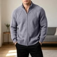 thumbnail image 4 of Miqool Men's Cardigan Sweaters Full Zip Stand Collar Long Sleeve Casual Knitted Tops Fall Winter Sweaters, 4 of 8