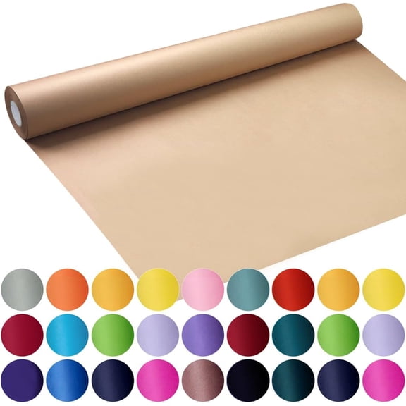 Brown Wrapping Paper Roll 17.8"×1,200"(100') Kraft Paper for Craft Gift Bulletin Board Banner Bouquet Flower Table Covering Packing Shipping Moving 70GSM 50LB(Brown, 17.8" x 1,200")