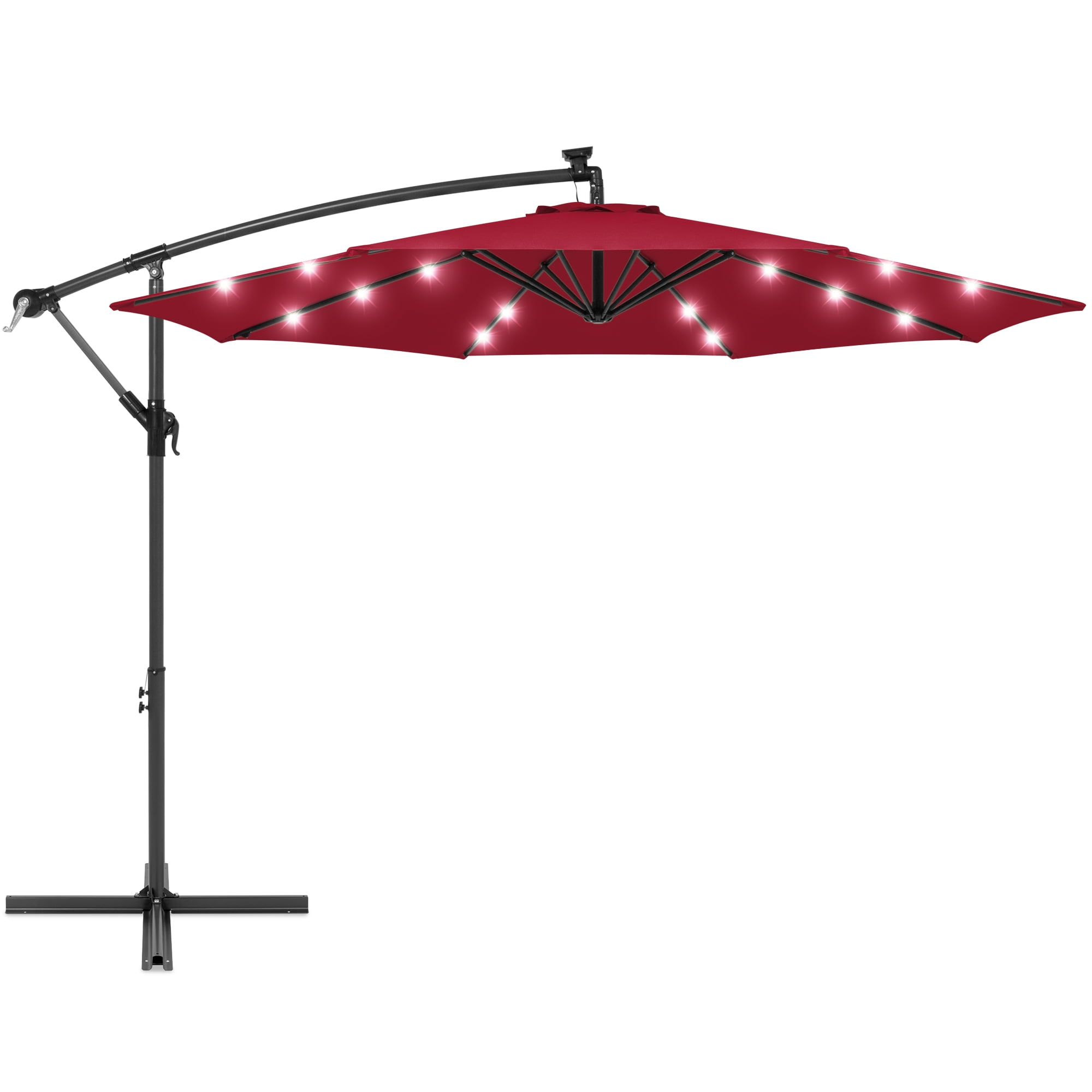 Best Choice Products 10ft Solar LED Offset Hanging Outdoor Market Patio Umbrella w/ Easy Tilt