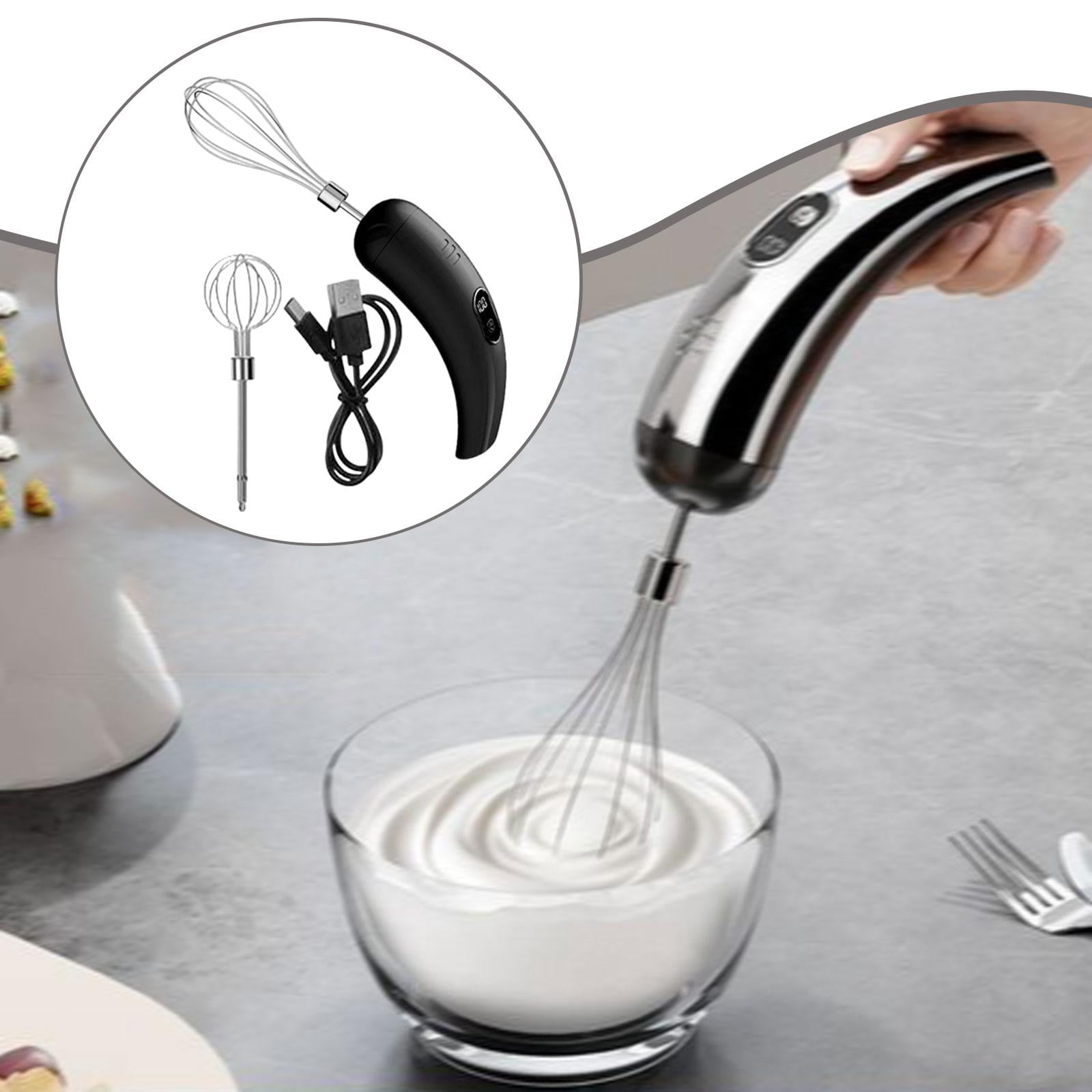 Fiocias Cordless Hand Mixer Compact Electric Egg Beater for Kitchen Baking Cake Shop Black
