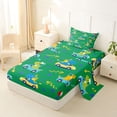 thumbnail image 2 of Metsweet Cute Dino Car Twin Sheets 3pcs, Kawaii Animal Bedding, Green Yellow Red,1 Fitted Sheet, 1 Flat Sheet and 1 Pillowcase, 2 of 5