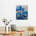 thumbnail image 2 of WERPE Blue Flower Wall Art,Flowers On the Grey Background Nature Scenery Canvas Print Wall Art Picture for Living Room Bedroom Wall Painting Decoration Modern Artwork Ready to Hang, 2 of 4