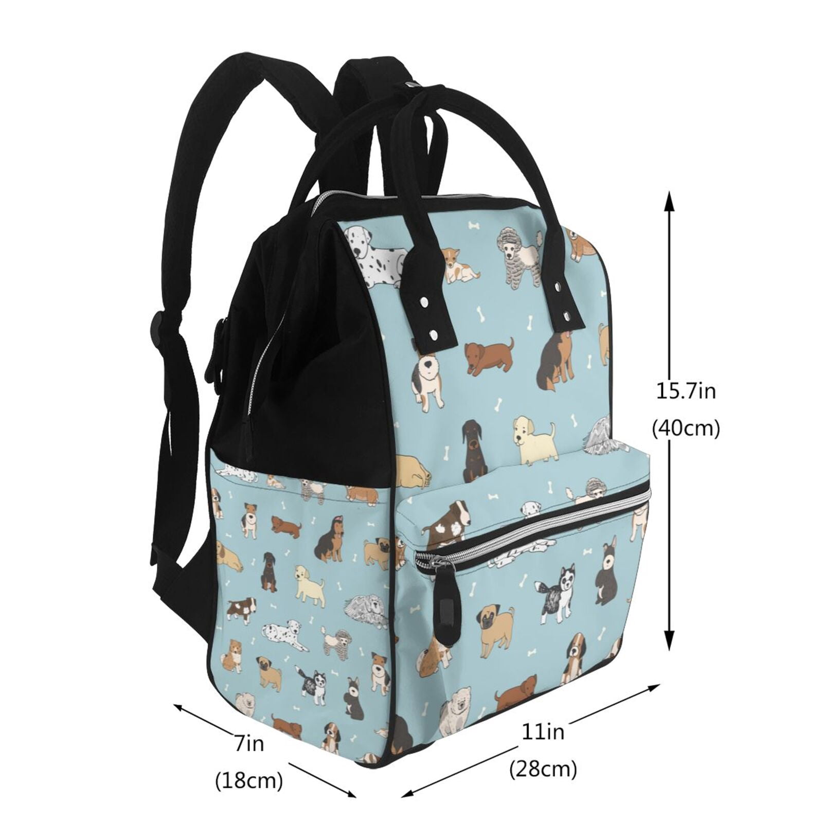 Ratiio Dog Pets Mummy Backpack - Waterproof Twill Canvas, Large Capacity Diaper Bag with Multiple Pockets and Adjustable Straps