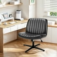 thumbnail image 6 of Smiaoer Office Chair No Wheels Criss Cross Legged Office Chair Armless PU Leather Desk Chair Wide Swivel Home Office Task Chairs,Black, 6 of 8